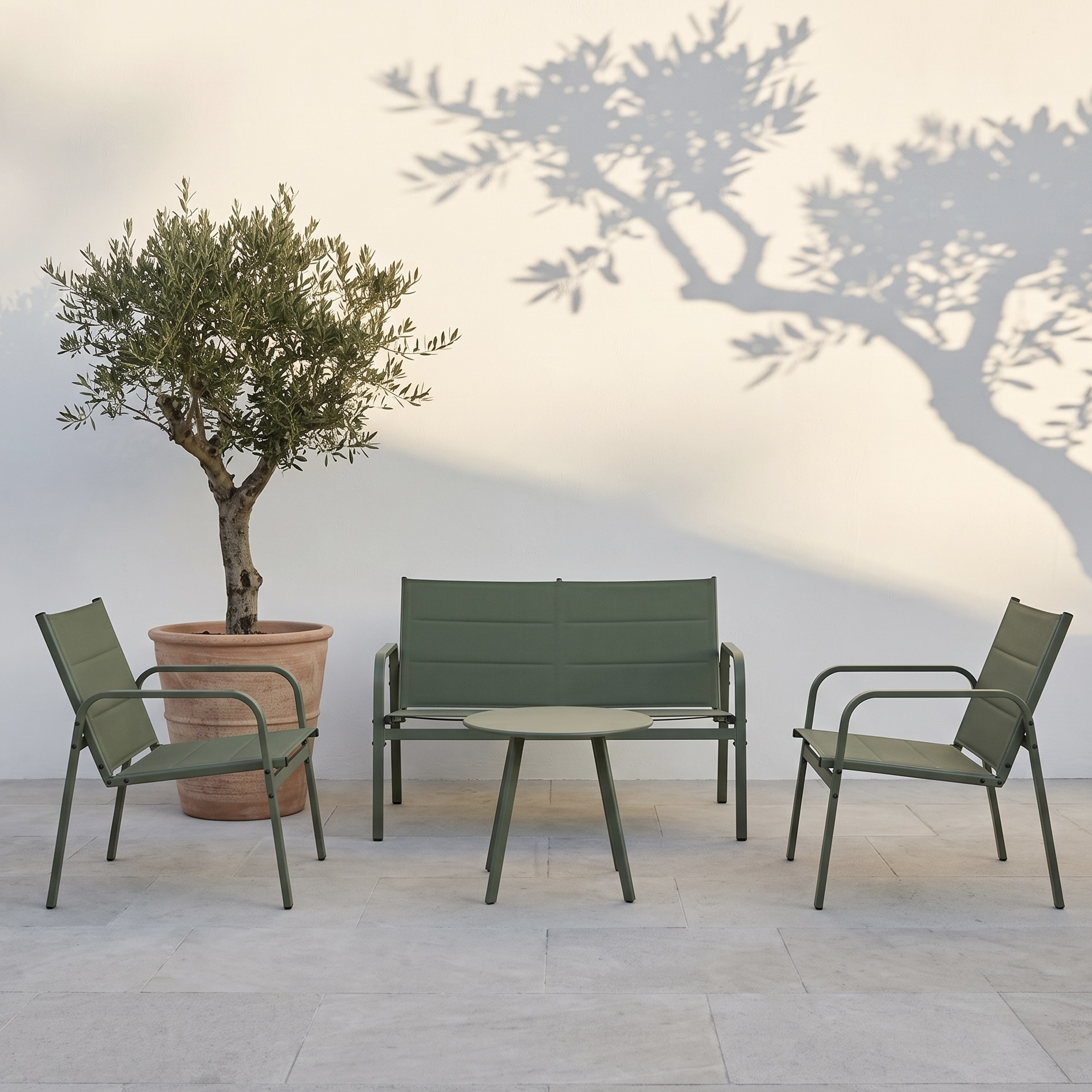 4-Piece Weather-Resistant Padded Steel Patio Set (Damaged Packaging)