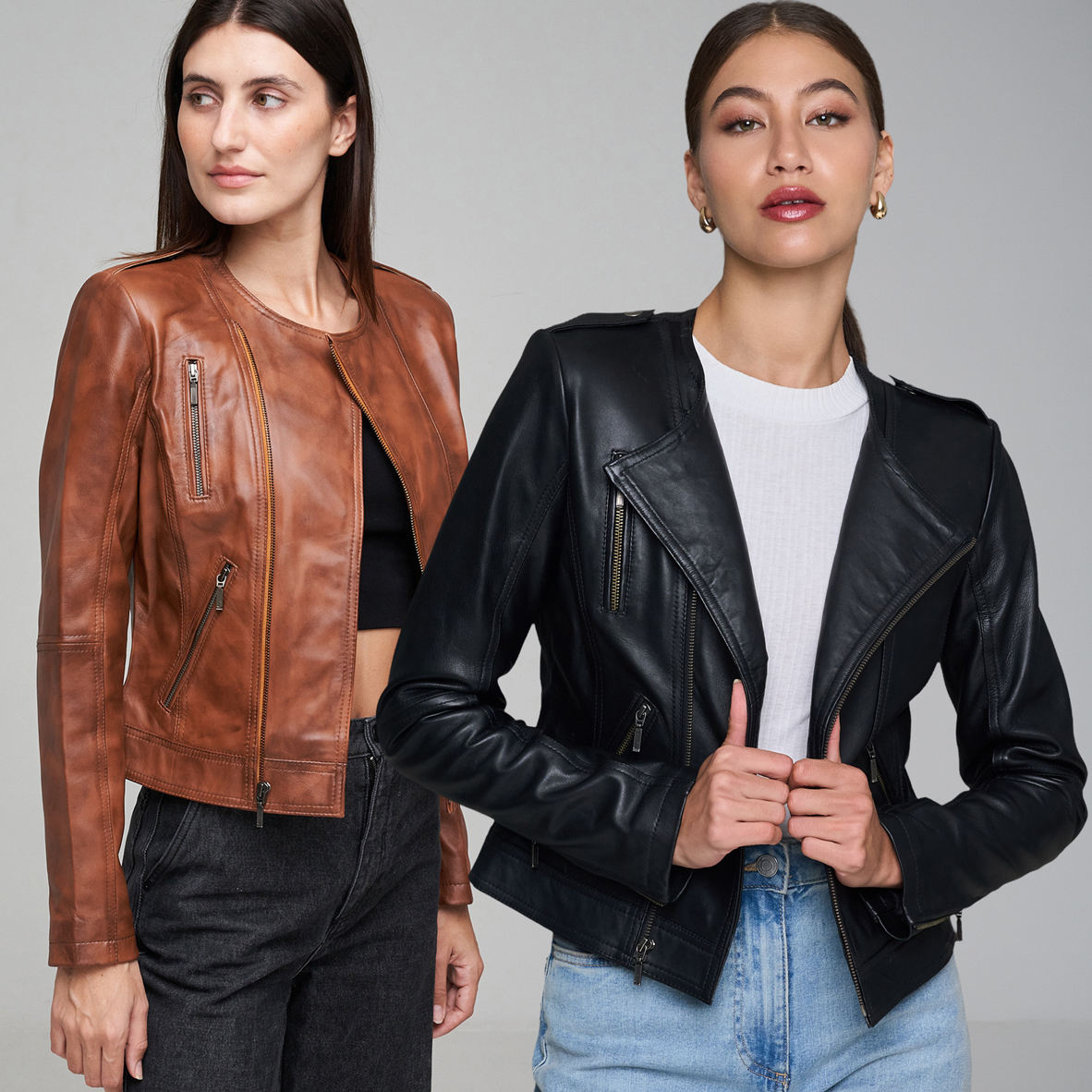 Ladies Genuine Leather Luna Biker Jacket