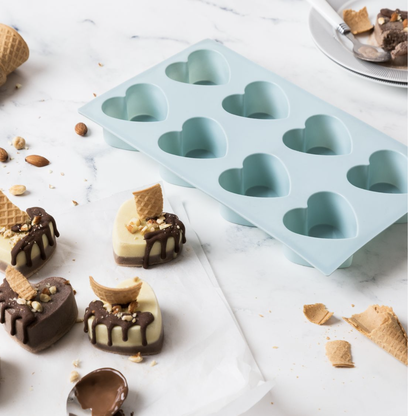 2x Silicone Heart Mould Trays