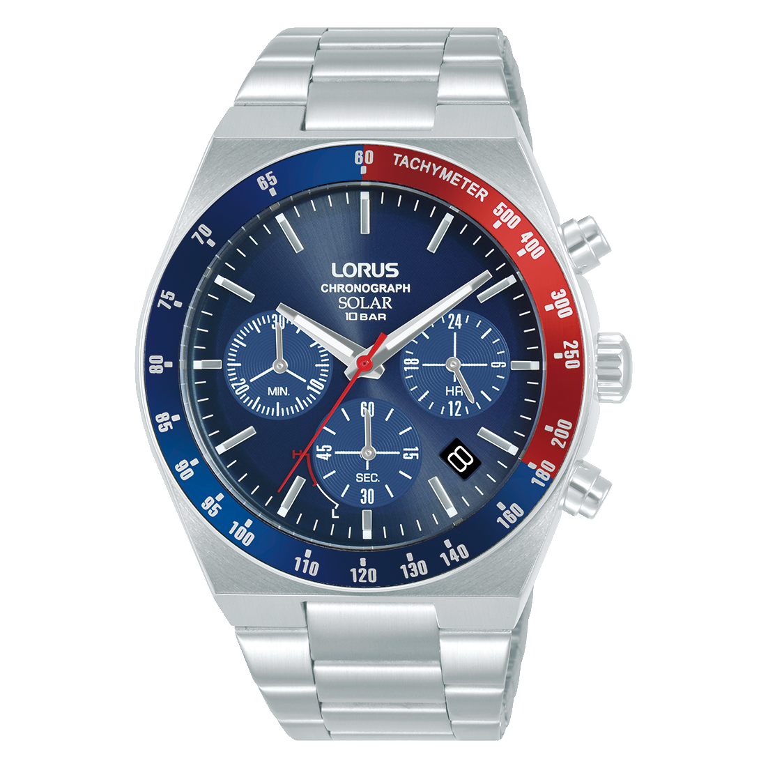 Men's Solar Stainless Steel Chronograph Watch