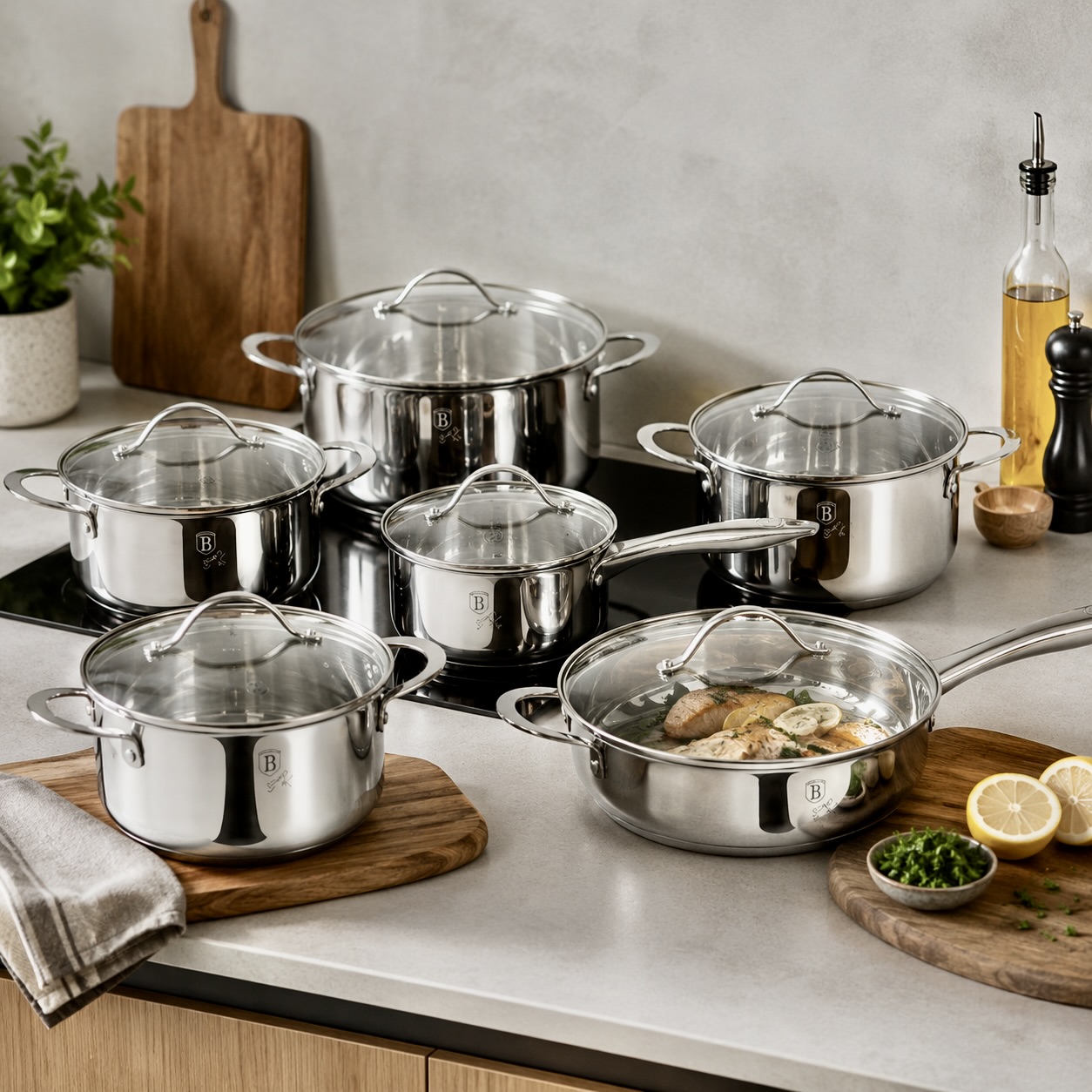 12-Piece Stainless Steel Induction Bottom Cookware Set