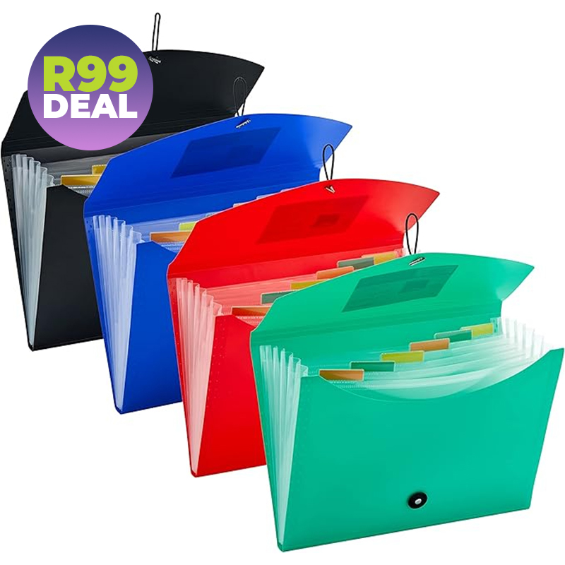 2 or 4x 7-Pocket Expanding File Folders with Cord Button Closure