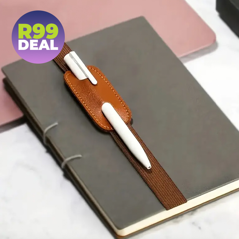 2x Elastic PU Leather Bookmark with Pen Holder