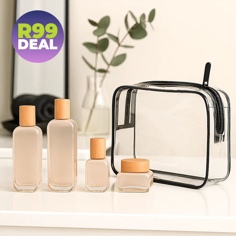 Refillable Glass Cosmetic Bottle Set with Carry Bag