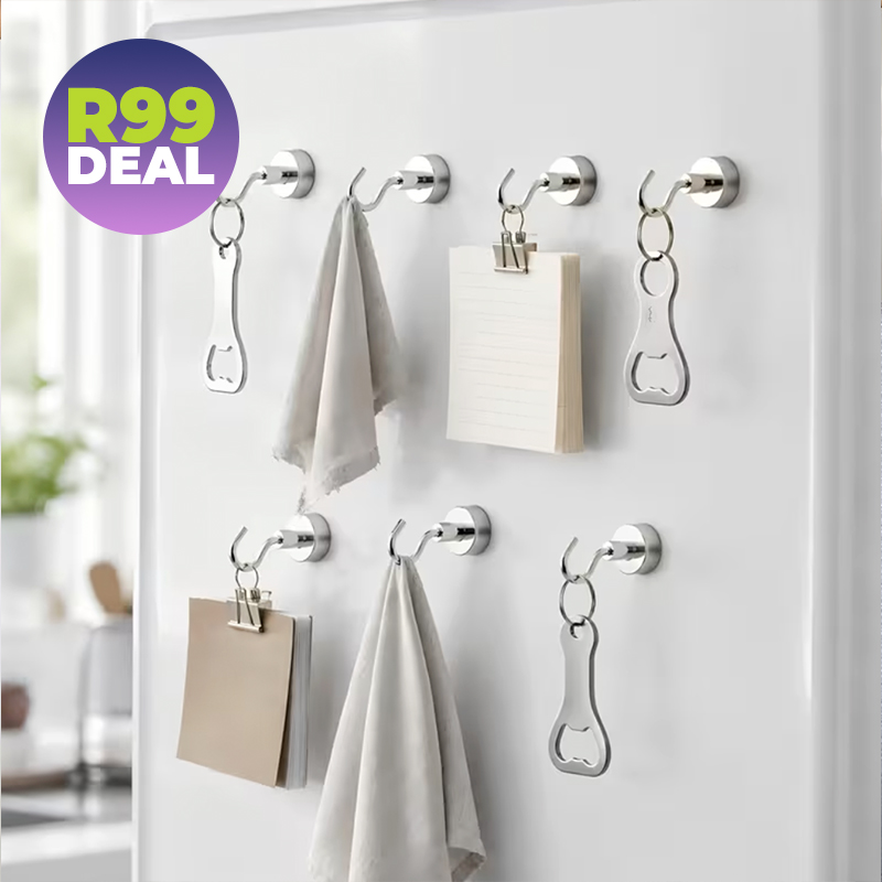 6x Magnetic Metal Hooks