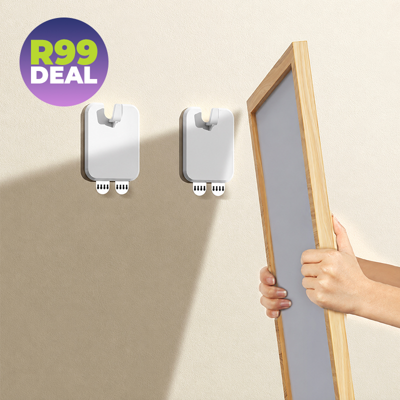 2x No-Drill Wall Hanging Hooks