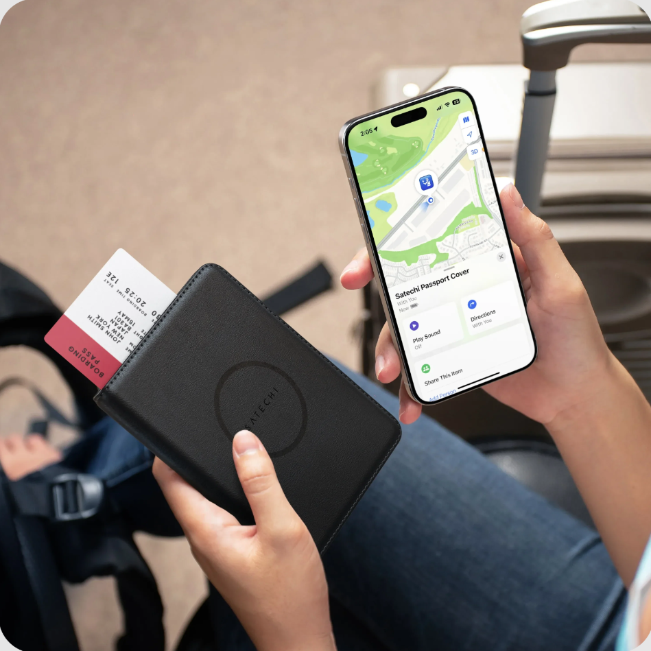 Vegan-Leather FindAll Passport Cover with Built-In Apple Find My Technology
