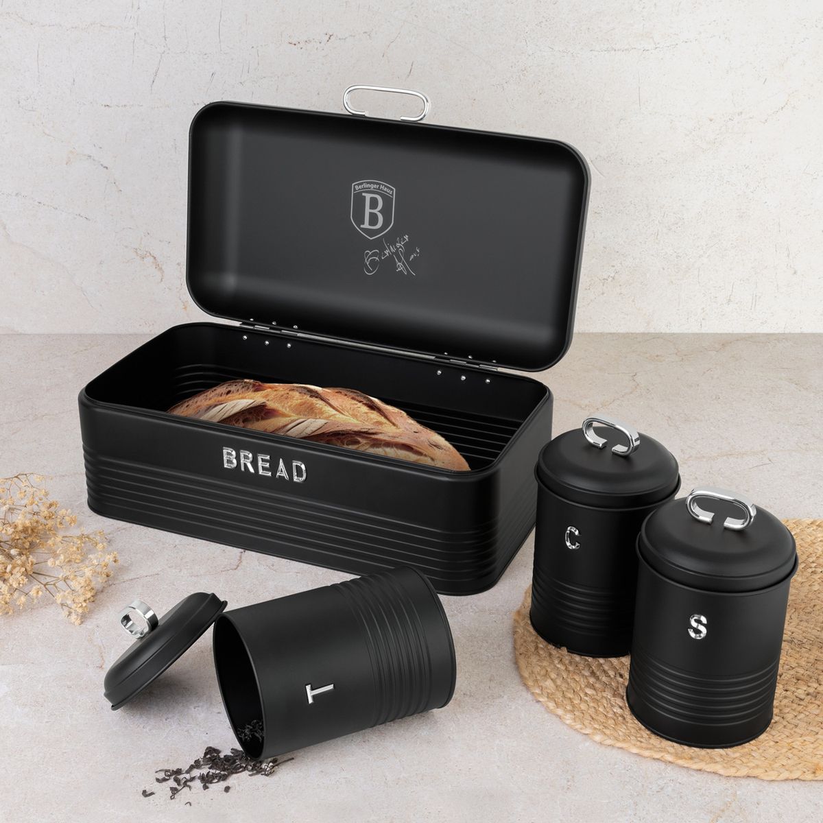 4-Piece Bread Box and Canister Set