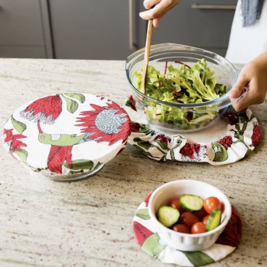 4x Cotton Twill Protea Bowl Covers