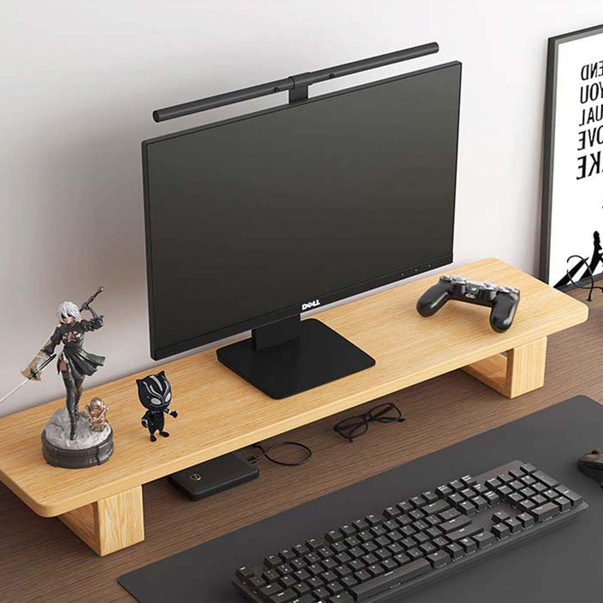 Wooden Monitor Riser and Desk Organiser