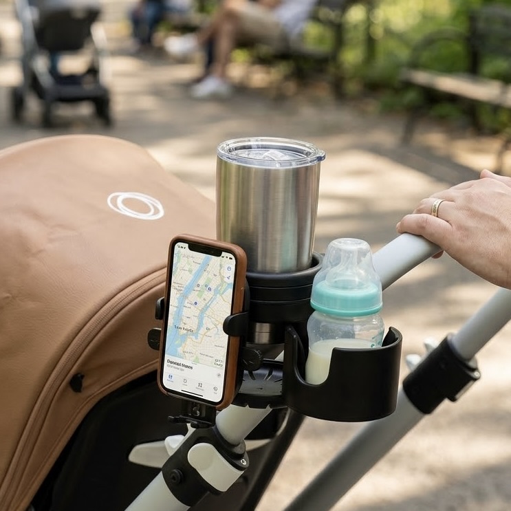 3-in-1 Baby Stroller Cup Holder with Phone Mount