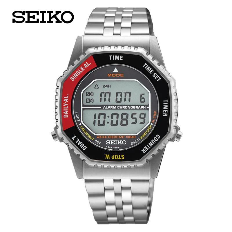 Men's Men's Retro Digital Alarm Chronograph Stainless Steel Watch