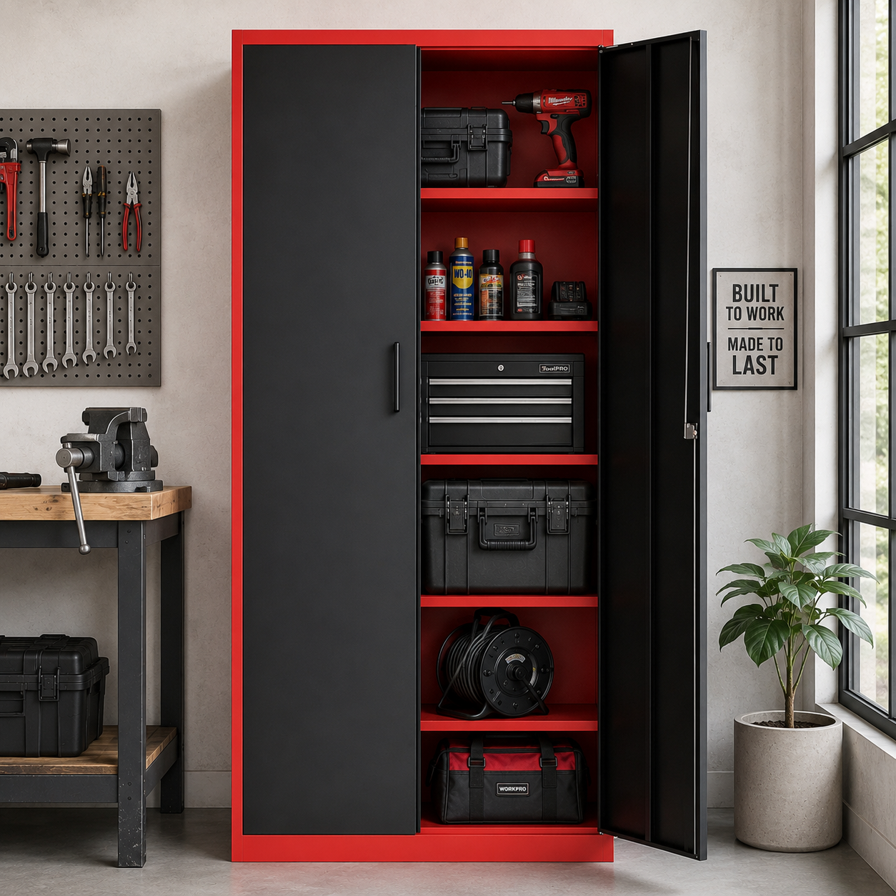Multi-Functional Metal Storage Cabinet with Adjustable Shelves