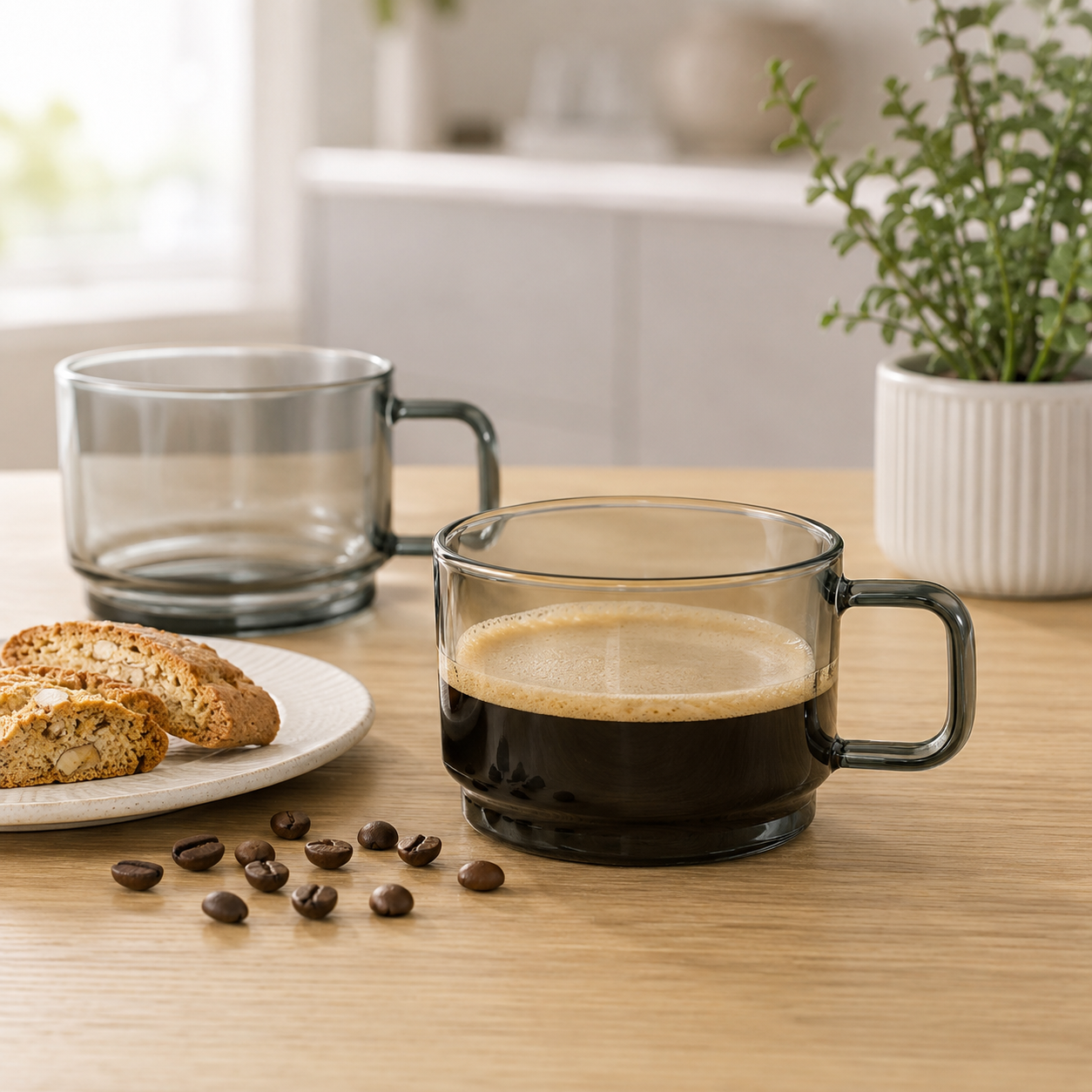 2x 300ml Borosilicate Glass Coffee Cups