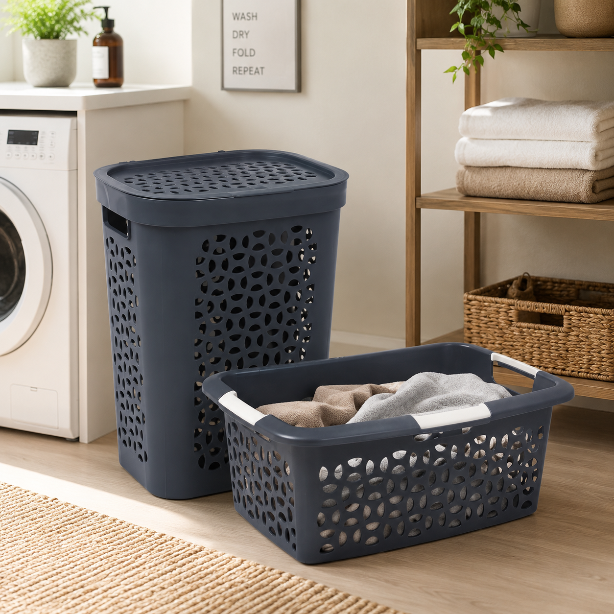 Slimline and Hipster Laundry Basket Set