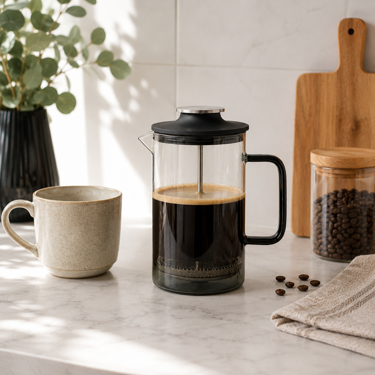 600ml Borosilicate Glass French Press Coffee Maker