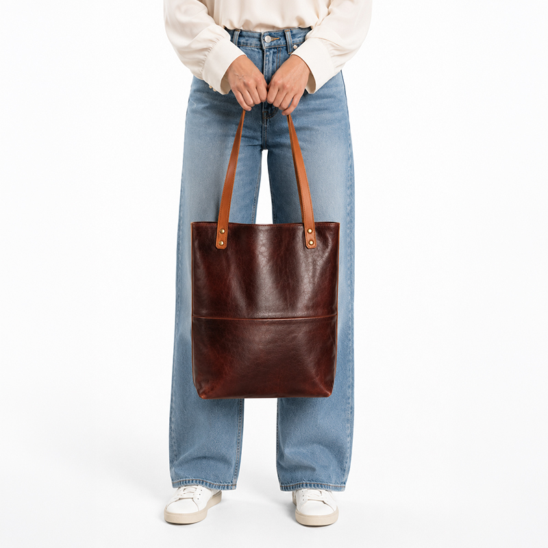 Genuine Leather Ava Two-Tone Bag