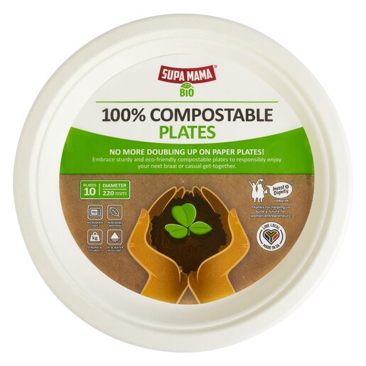 5x 10's 220mm Compostable Paper Plates