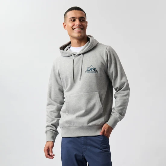 Men's Grey Work Clothes Hodded Fleece Sweatshirt