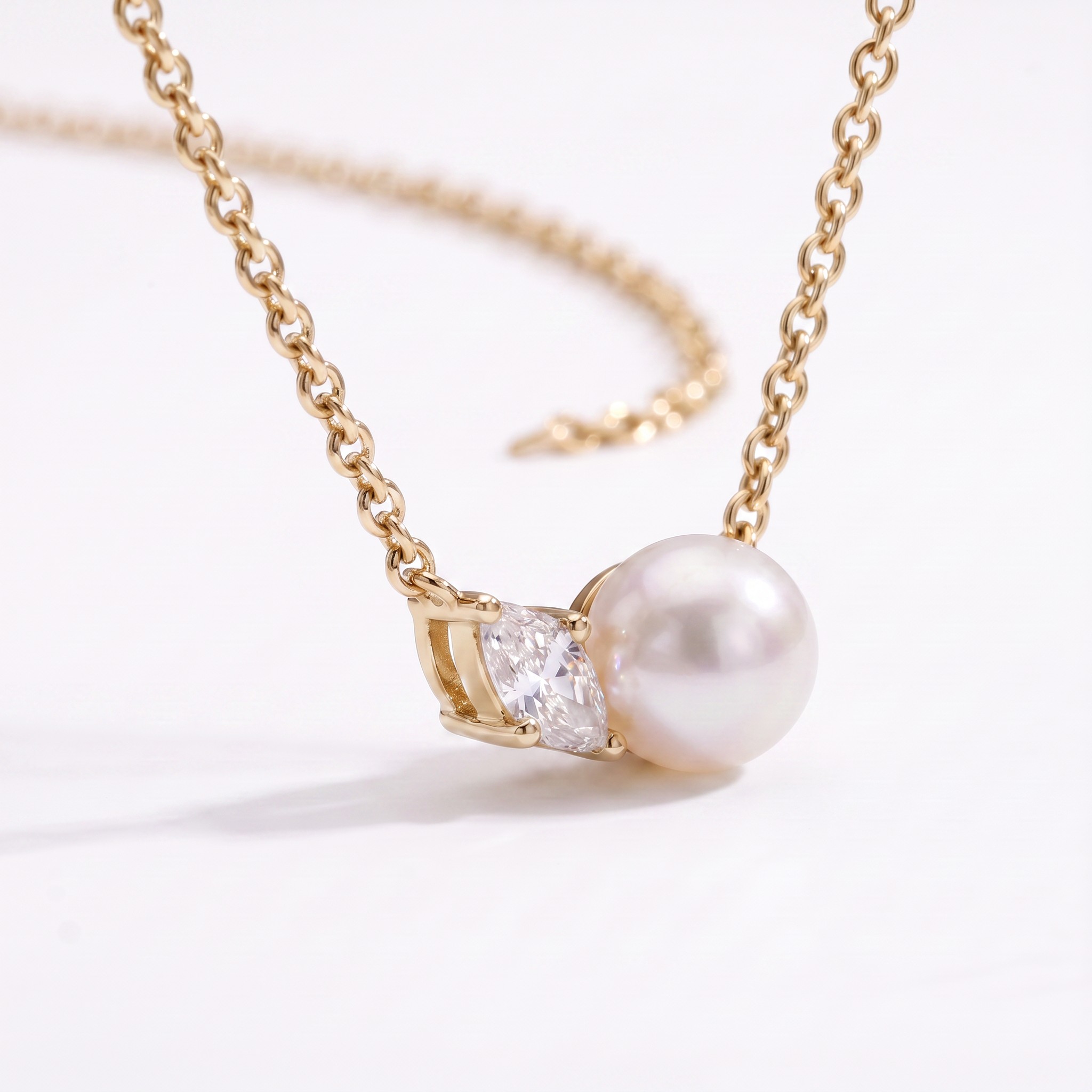 Daphne Dainty Swarovski Pearl & Marquise Crystal Necklace