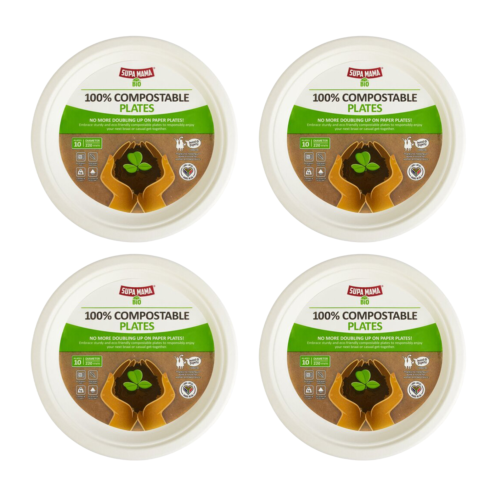 5x 10's 220mm Compostable Paper Plates