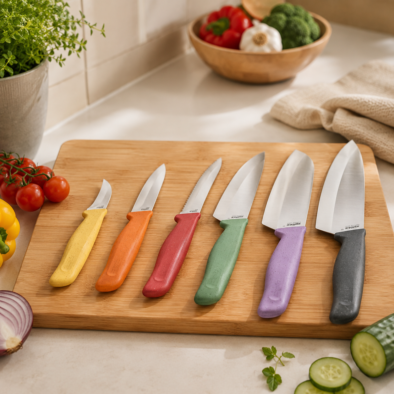 6-Piece Stainless Steel Knife Set with Blade Guards