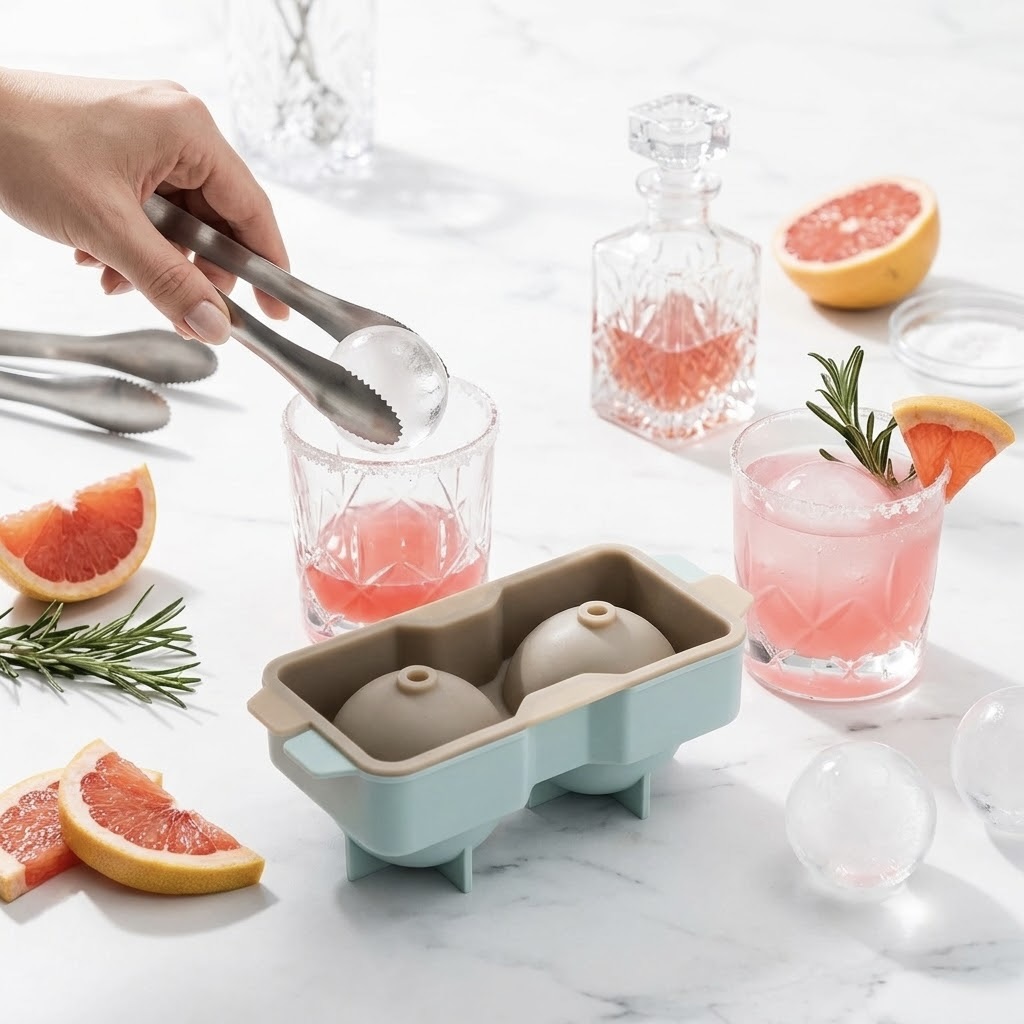 4x Silicone Double Ice Ball Moulds