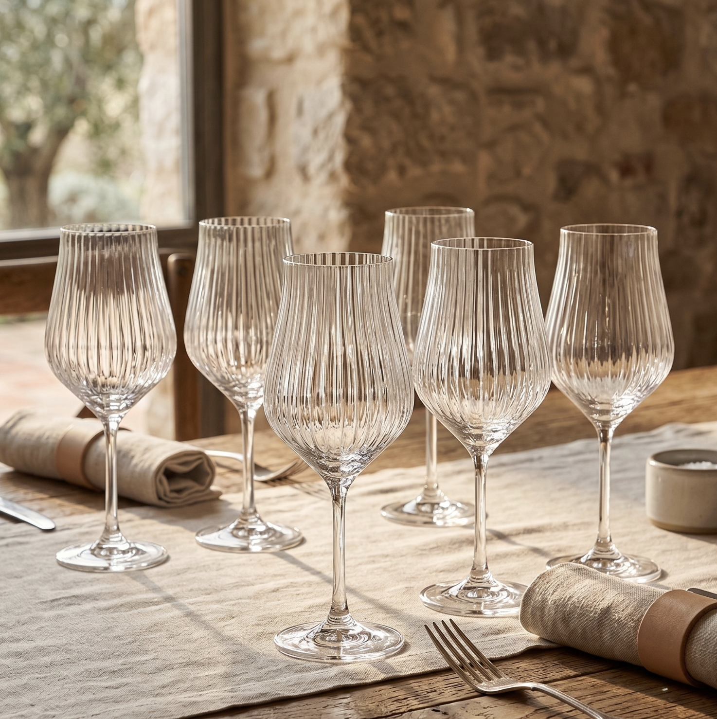 6x 450ml Tulipa Optic White Wine Crystal Glasses