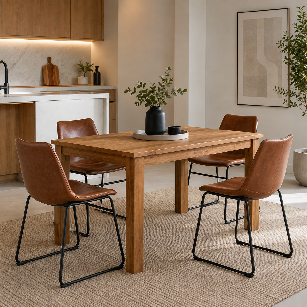4x Vegan Leather Dining Chairs