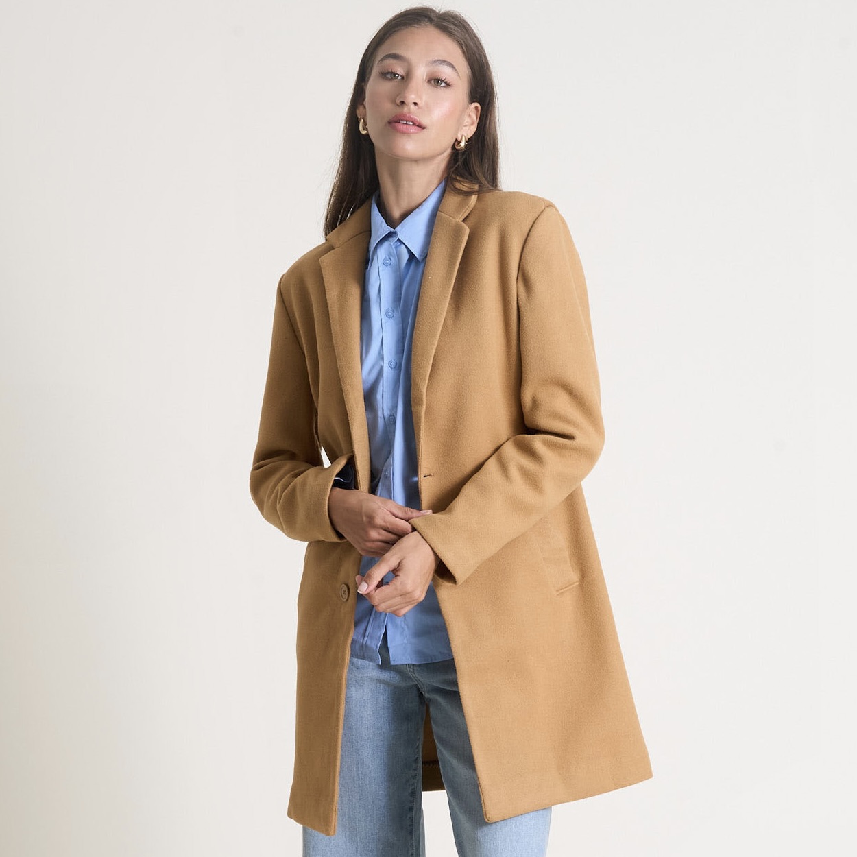 Ladies Longer Length Coat with Side Pockets