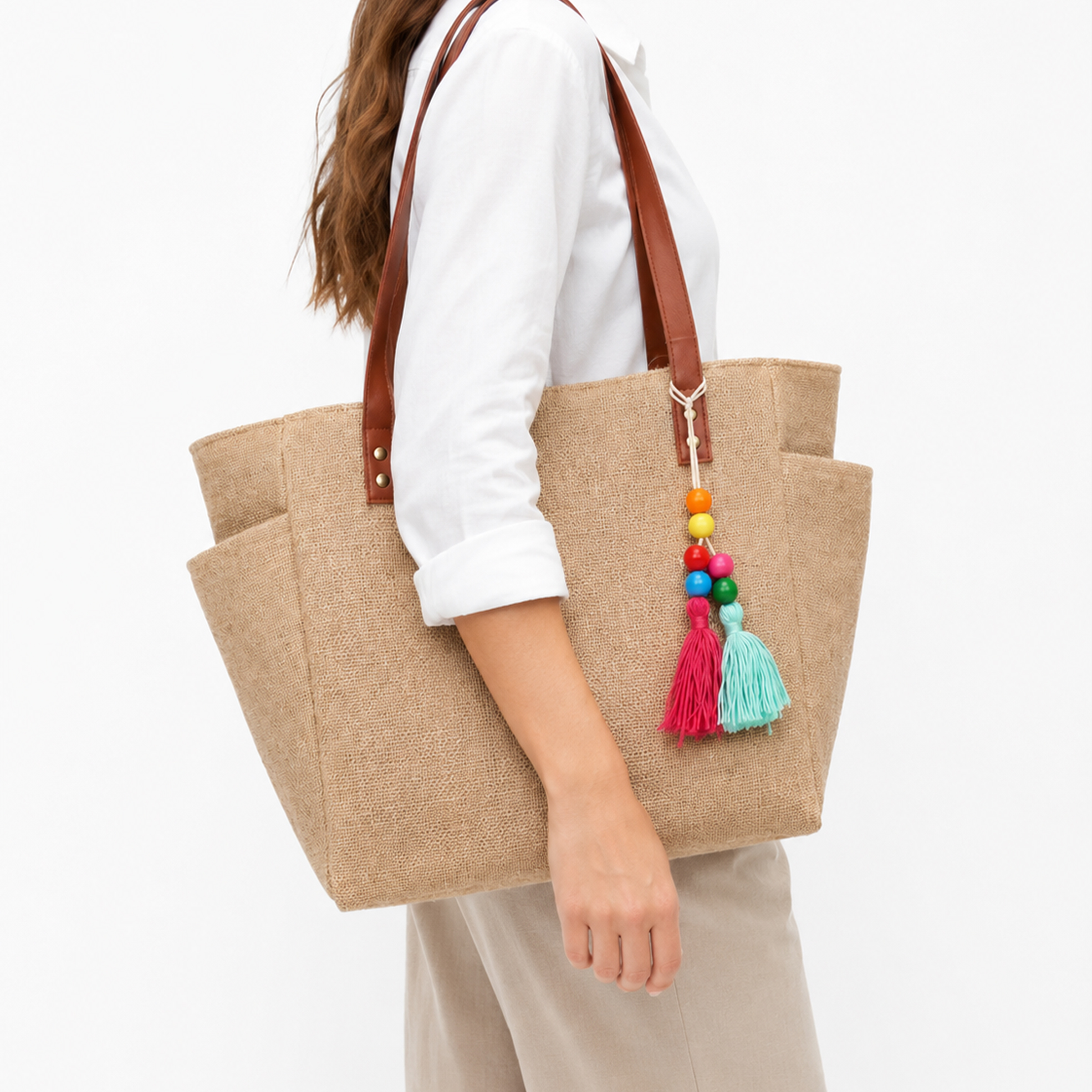 Large Ella Hessian Shopper Tote Bag
