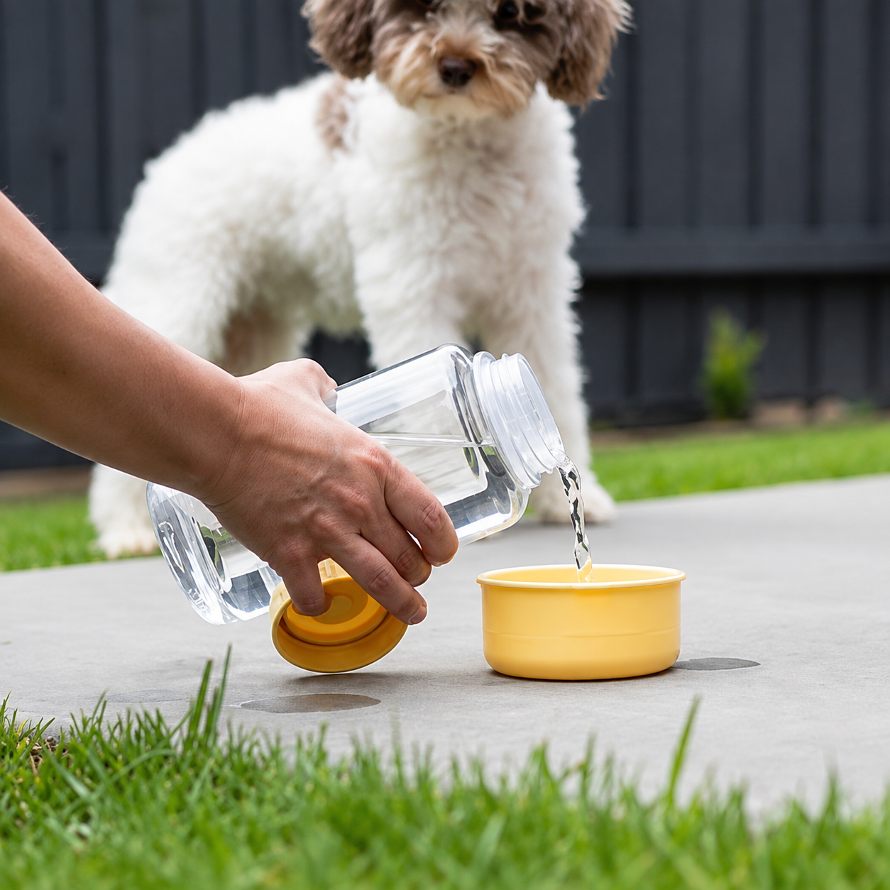 1L Pet Water Bottle with Detachable Bowl