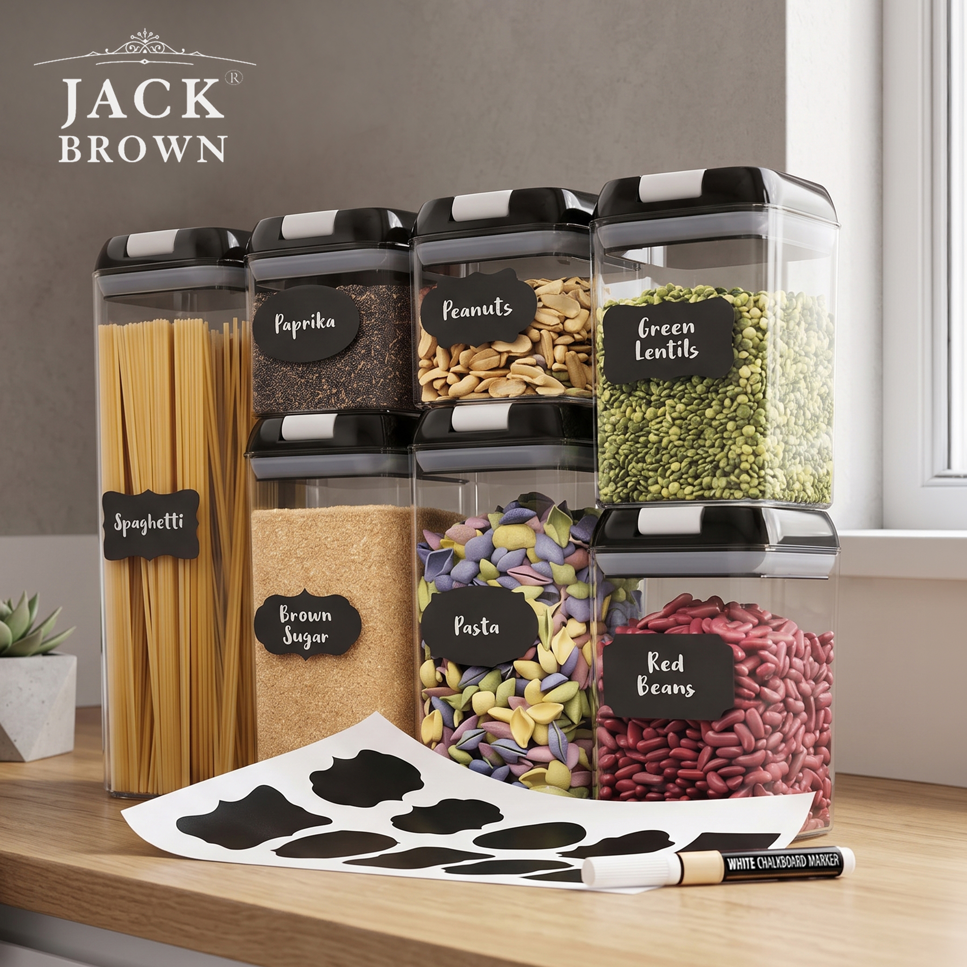7-Piece Airtight Food Storage Containers with Labels & Marker