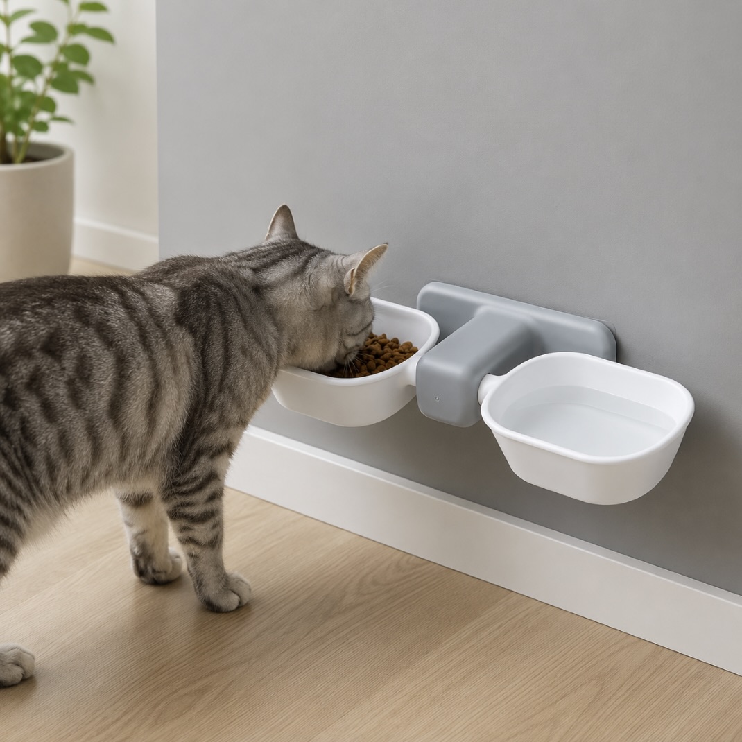 Wall-Mounted Dual Pet Bowl