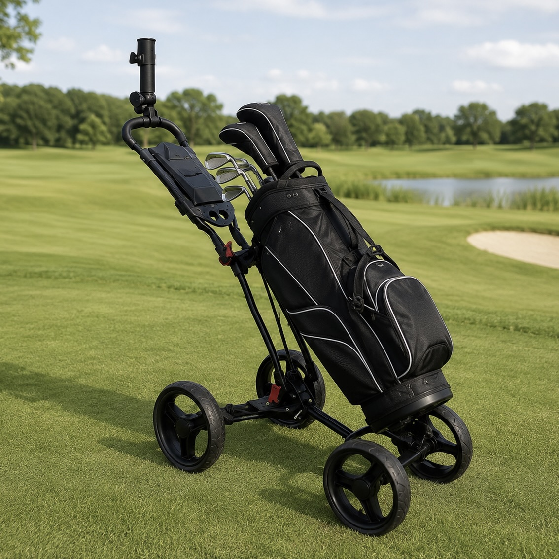 4-Wheel Aluminum Frame Push Golf Cart