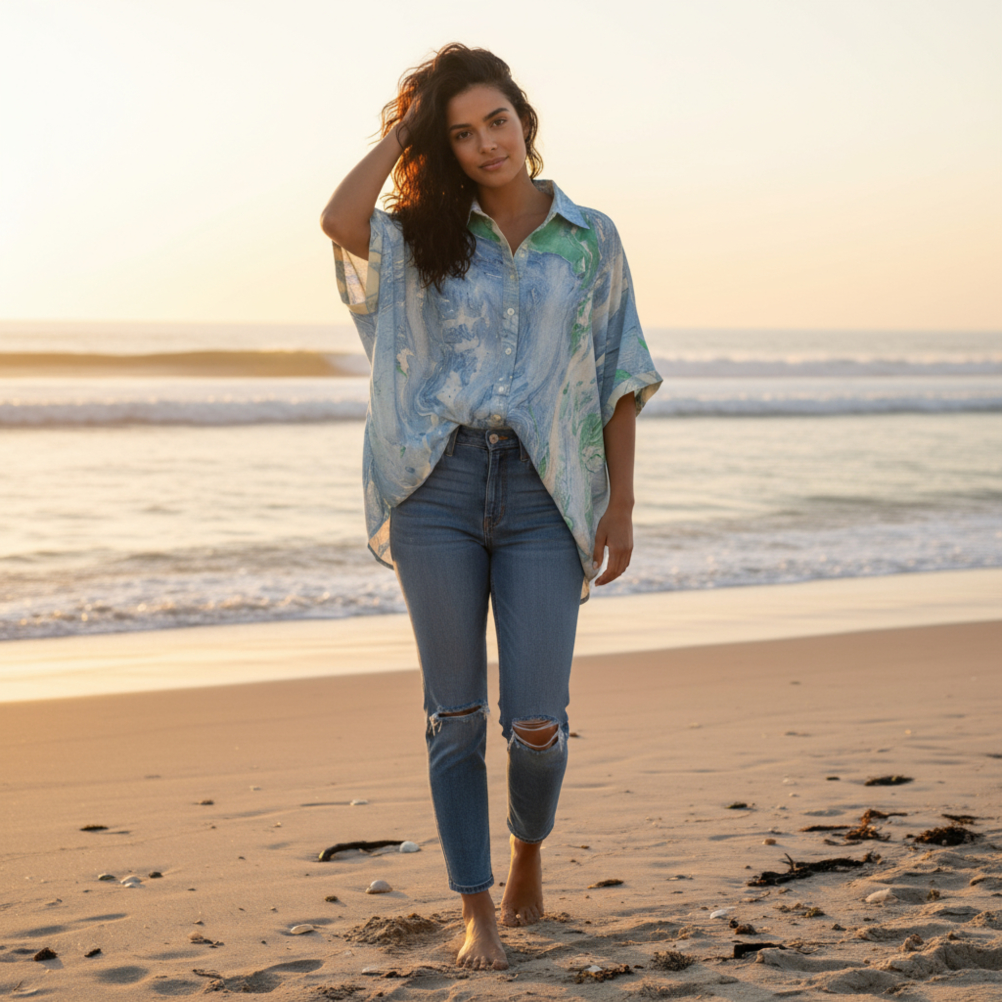 Ladies Marble Print Shirt