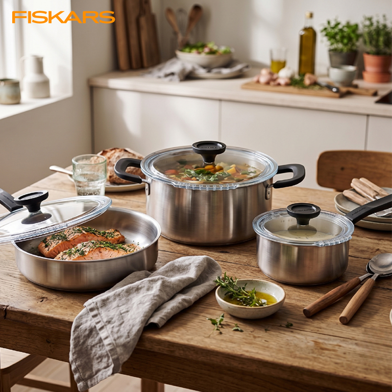 6-Piece Stainless Steel Cookware Set with Lids