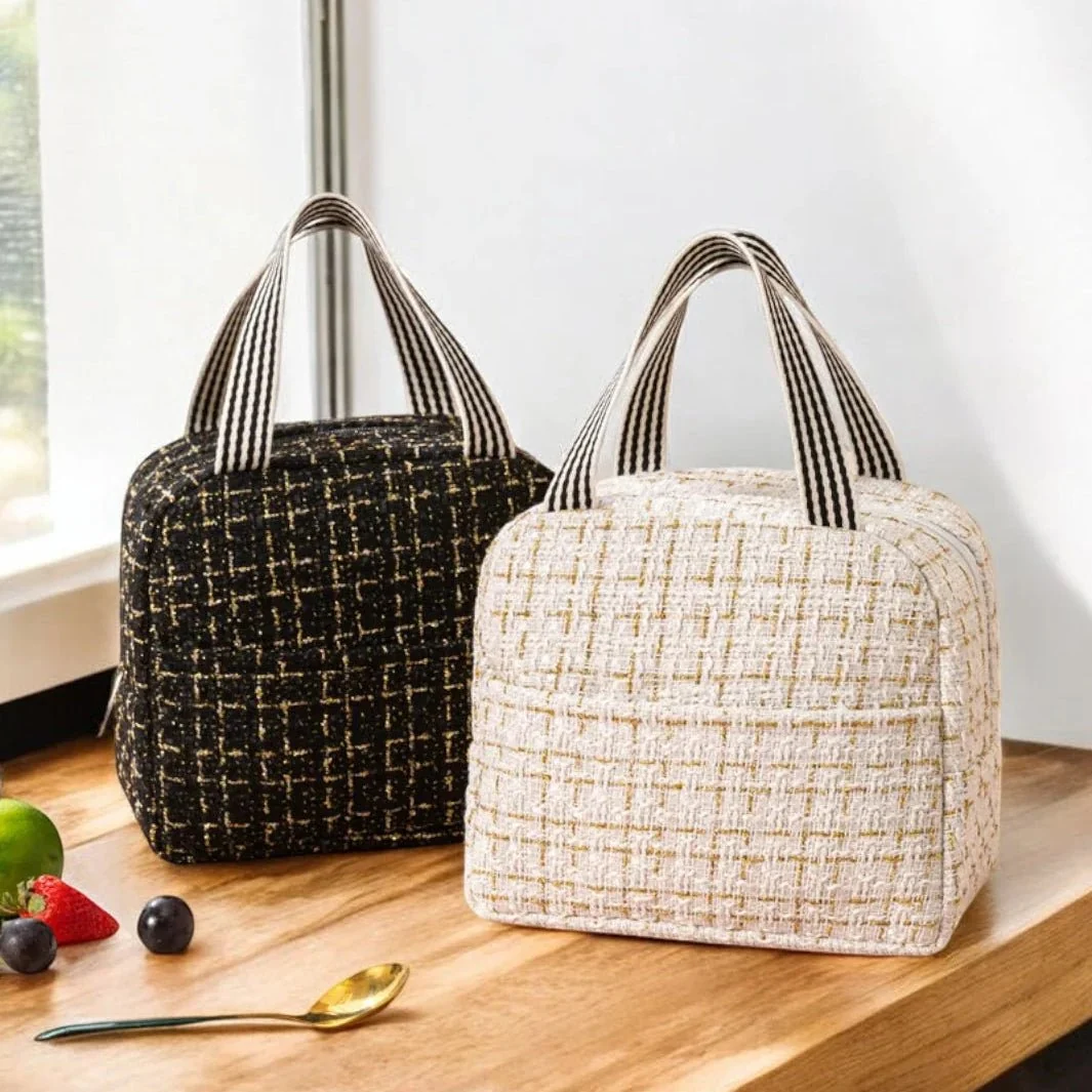 Insulated Tweed Lunch Tote Bag