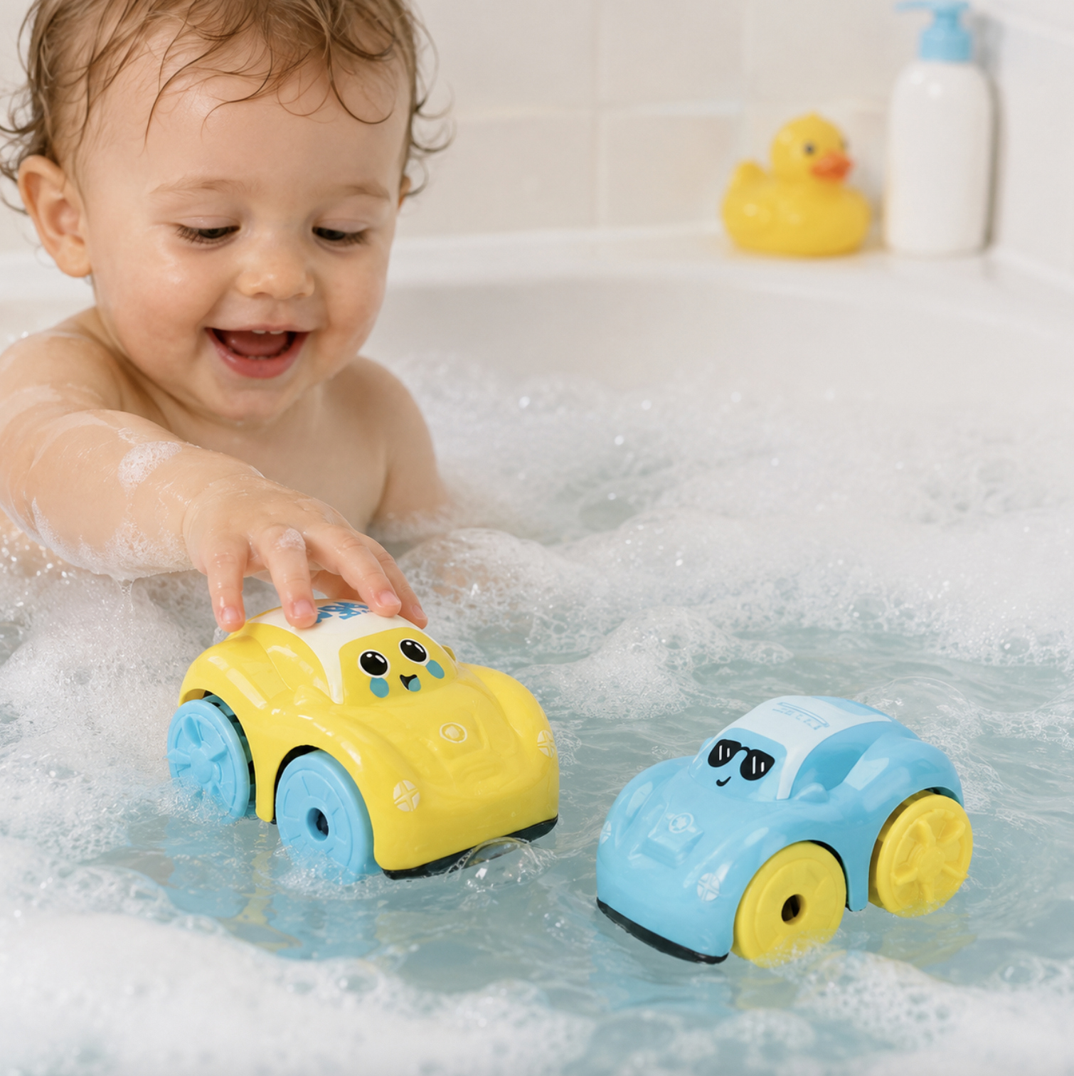 2x Wind-Up Car Bath Toys