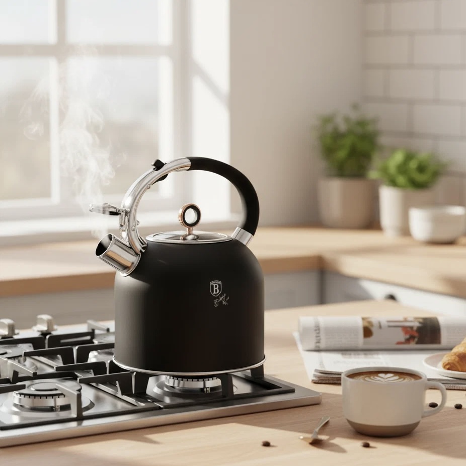 3L Stainless Steel Kettle with Glass Lid