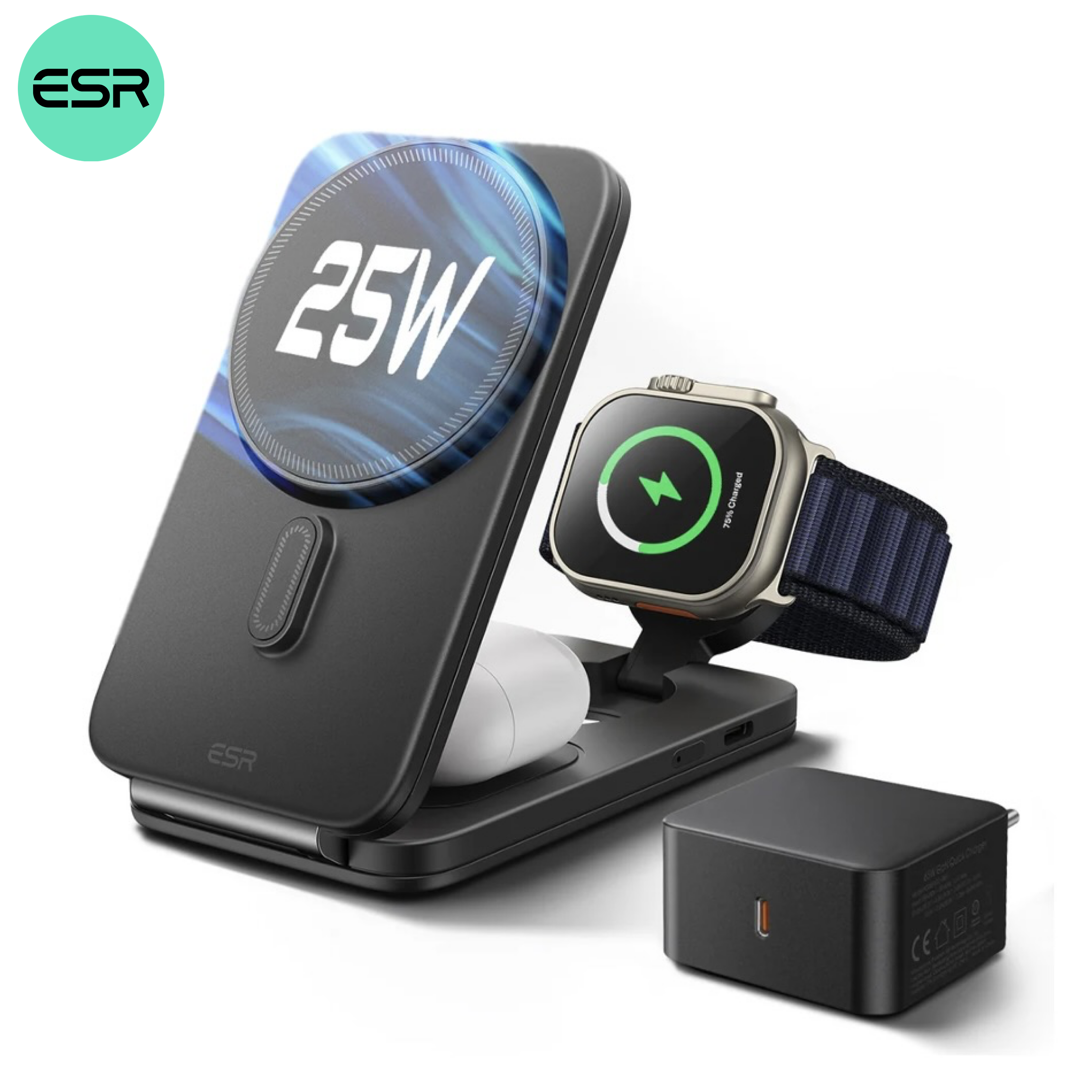 25W 3-in-1 Foldable Magnetic Charging Station with CryoBoost