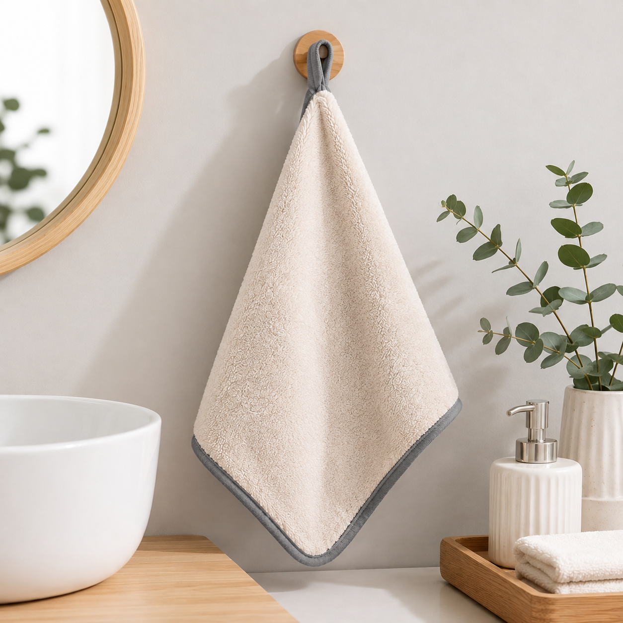 4x Microfibre Hand Towels with Hanging Loops