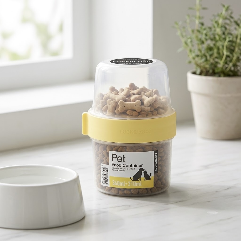 2x Dual-Compartment Pet Food Storage Containers