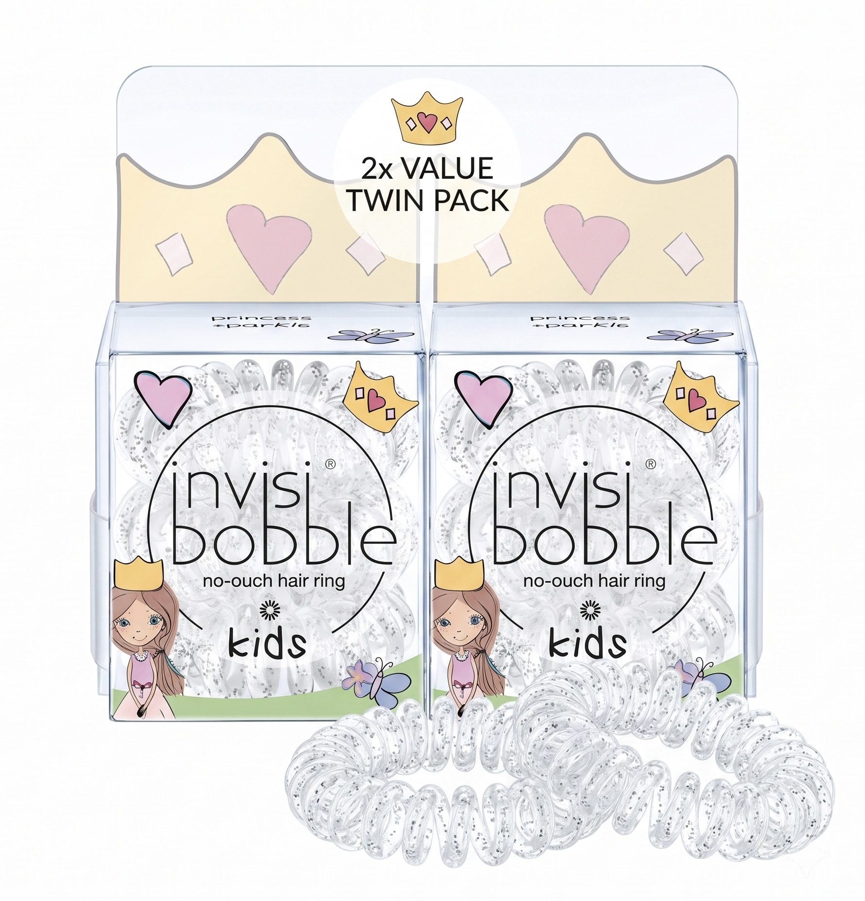 2 x Pairs of Kids Princess Sparkle Hair Ties