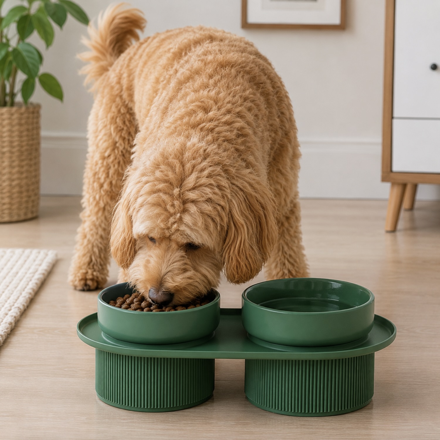 Ceramic Elevated Dual Pet Food Bowls