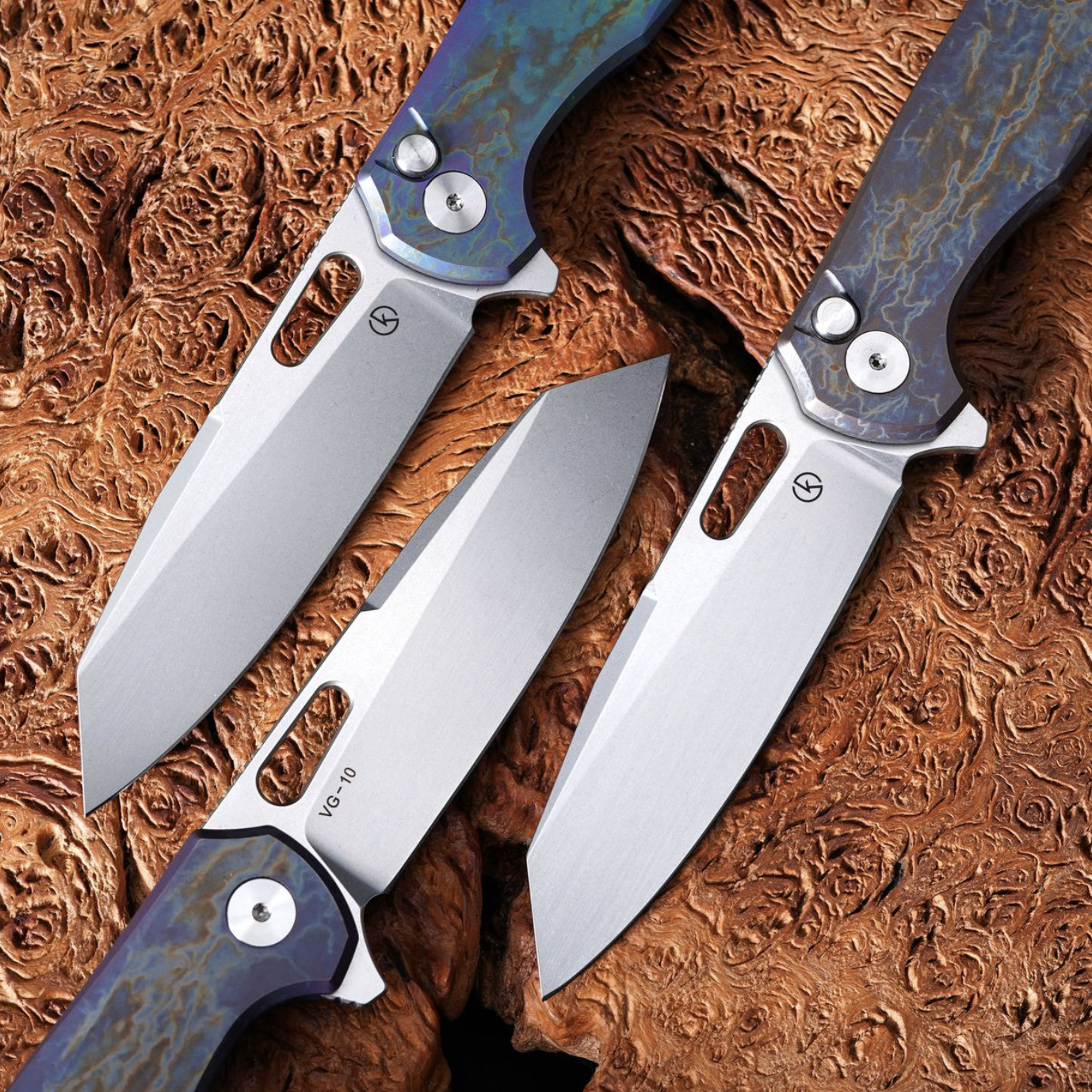 Titanium Button Lock Folding Knife