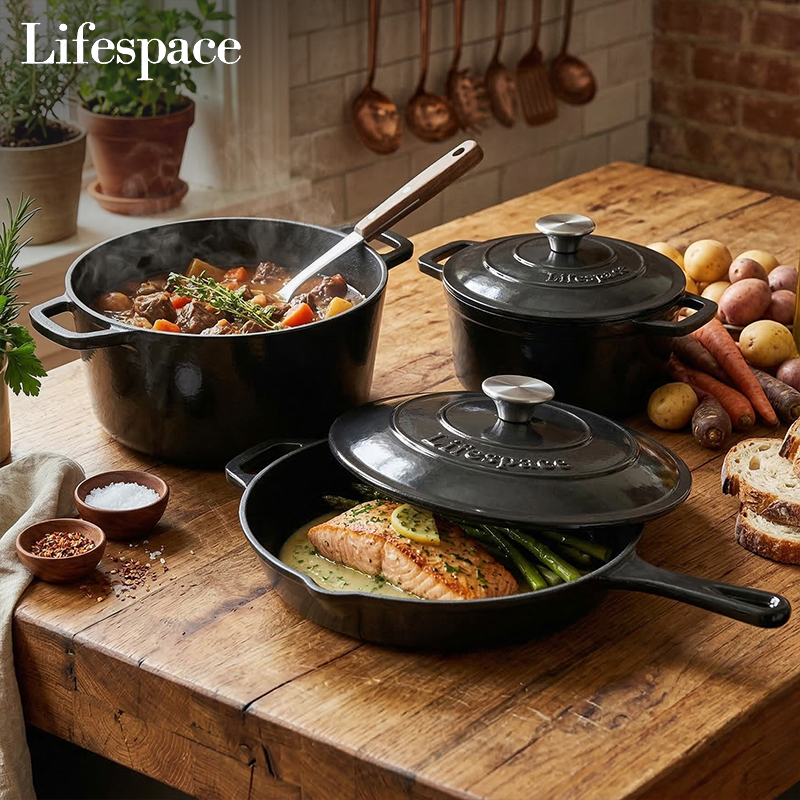 5-Piece Cast Iron Pot and Skillet Set