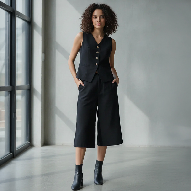 Ladies 2-Piece Vest and Culottes Co-Ord Set