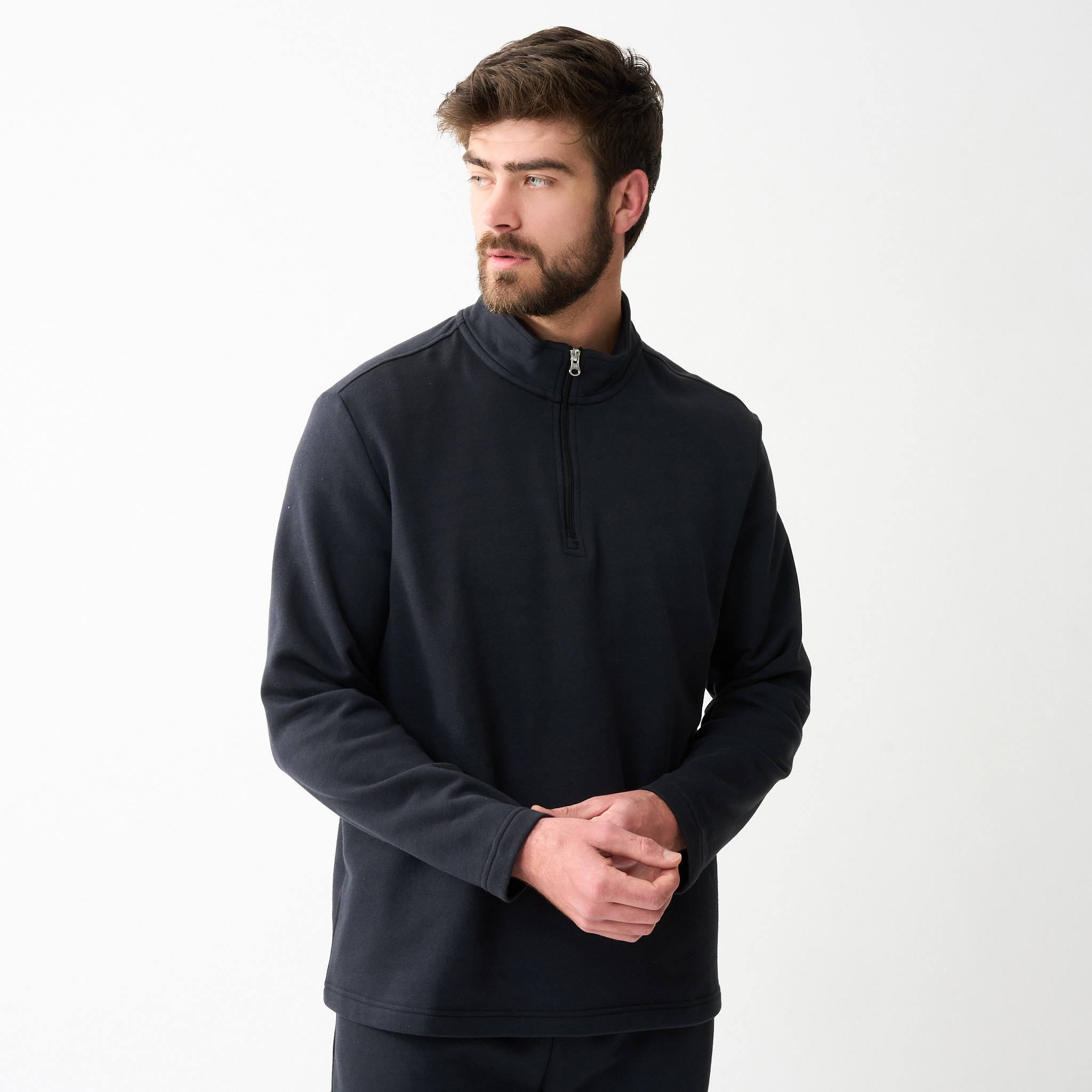 Men's Cotton Blend Fleece Quarter-Zip Sweater