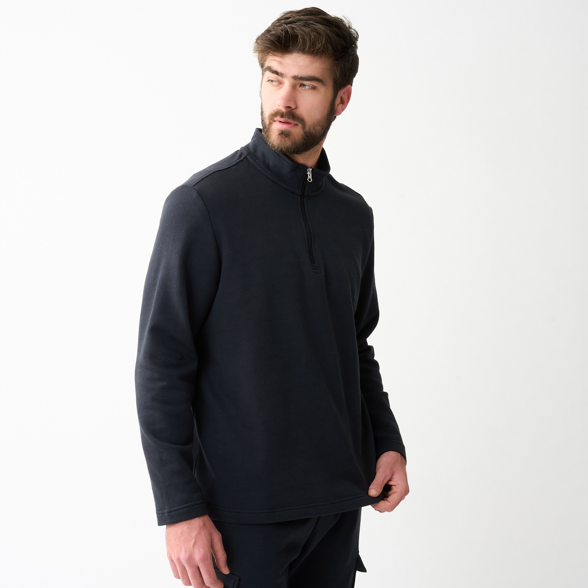 Men's Cotton Blend Fleece Quarter-Zip Sweater